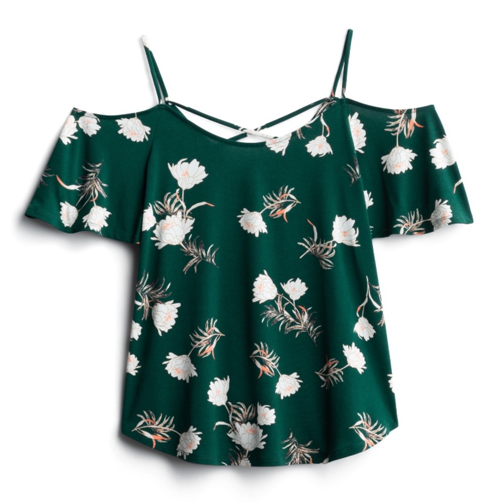 Green Cold Shoulder Tank Top—Never Worn